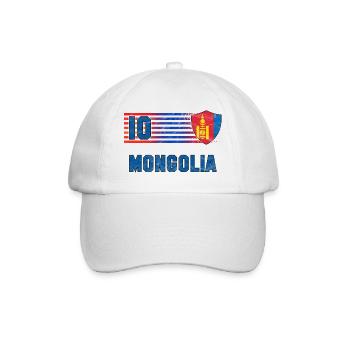 Mongolei Fußball Mannschaft - Baseballkappe - Weiß/Weiß - Vorne