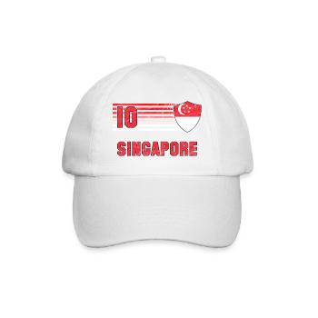 Singapur Fußball Mannschaft - Baseballkappe - Weiß/Weiß - Vorne