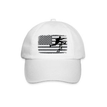 Amerikanische Flagge Hürden Hürdenläufer Patriotisch - Baseballkappe - Weiß/Weiß - Vorne