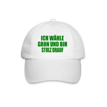 ich wähle grün und bin stolz darauf - Baseballkappe - Weiß/Weiß - Vorne