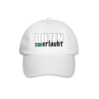 Duzen erlaubt Spruch Du Anrede Schweden Fahne - Baseballkappe - Weiß/Weiß - Vorne