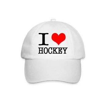 Ich liebe Hockey - schwarz - Baseballkappe - Weiß/Weiß - Vorne