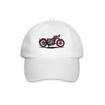 Retro Motorrad - Baseballkappe - Weiß/Weiß - Vorne