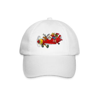 Santa im Flieger - Baseballkappe - Weiß/Weiß - Vorne