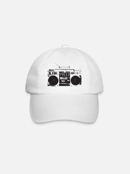 Ghetto blaster vintage, hip hop oldschool - Baseballkappe - Weiß/Weiß