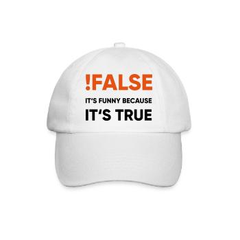coder - !false it's funny because it's true - Baseballkappe - Weiß/Weiß - Vorne