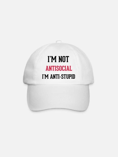 Antisocial - Baseballkappe - Weiß/Weiß