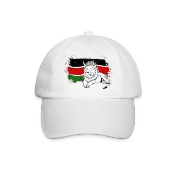 Lion - Kenya Flag - Löwe - Baseballkappe - Weiß/Weiß - Vorne