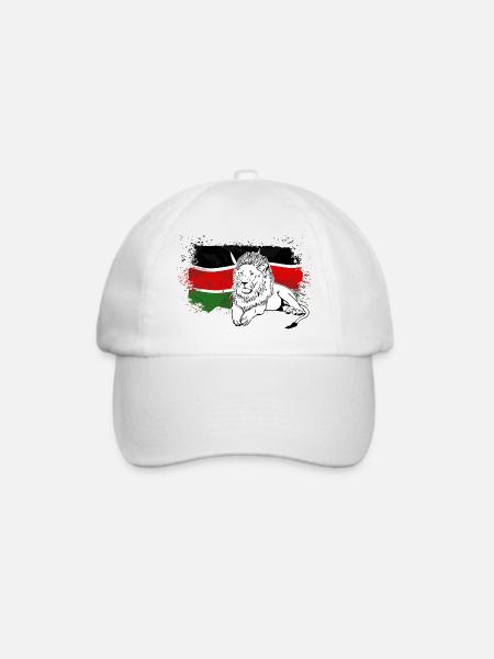 Lion - Kenya Flag - Löwe - Baseballkappe - Weiß/Weiß
