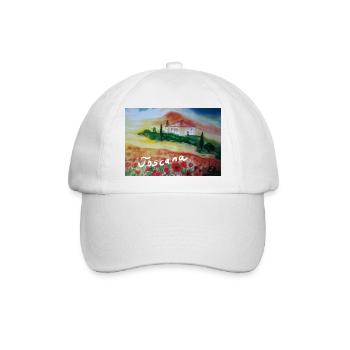 EG Toscana I Italien I Mohnblumen I Aquarell - Baseballkappe - Weiß/Weiß - Vorne