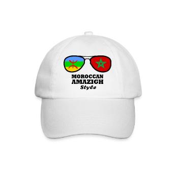 Marokko Amazigh Flagge - Brille - Baseballkappe - Weiß/Weiß - Vorne