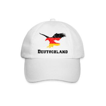 Deutschland-Adler Anflug Greifvogel Schwarzrotgold - Baseballkappe - Weiß/Weiß - Vorne
