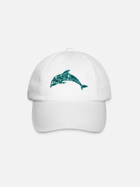 Delphin - Baseballkappe - Weiß/Weiß