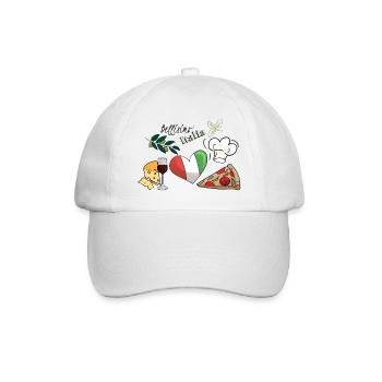 Bellisimo Italia Italien Pizza Käse Wein Oliven - Baseballkappe - Weiß/Weiß - Vorne