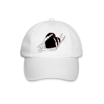 Kochenhand hält ein schwarzes Herz umschlossen - Baseballkappe - Weiß/Weiß - Vorne