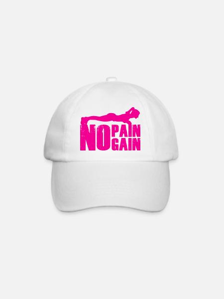 No Pain No Gain Krafttraining Silhouette - Baseballkappe - Weiß/Weiß