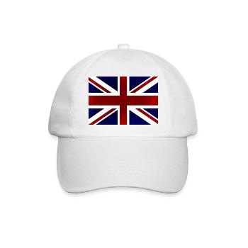 Britische Flagge, Vereinigtes Königreich, Rot, Weiß und Blau - Baseballkappe - Weiß/Weiß - Vorne