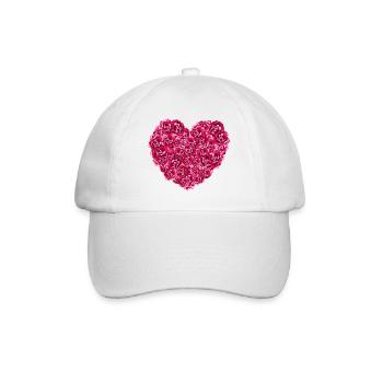 Pinkes Rosen Herz - Baseballkappe - Weiß/Weiß - Vorne