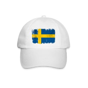 Schwedische Flagge - Baseballkappe - Weiß/Weiß - Vorne