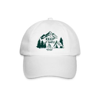 Keep it simple Abenteuer Wandern Camping Geschenk - Baseballkappe - Weiß/Weiß - Vorne