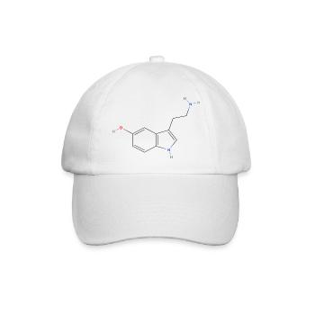 Serotonin-Molekül - Farbige Strukturformel - Baseballkappe - Weiß/Weiß - Vorne
