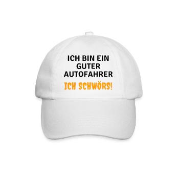 Ich bin ein guter Autofahrer Ich schwörs! - Baseballkappe - Weiß/Weiß - Vorne