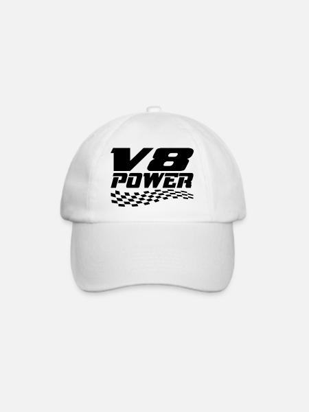 V8 - Baseballkappe - Weiß/Weiß