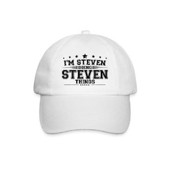 Ich bin Steven, der Steven Dinge macht - Baseballkappe - Weiß/Weiß - Vorne