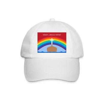 Allein Jesus rettet –Christliches Regenbogen-Motiv - Baseballkappe - Weiß/Weiß - Vorne