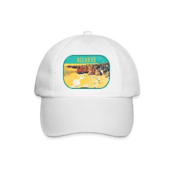 Retro-Abzeichen, Algarve Portugal, Strand Sommersonne - Baseballkappe - Weiß/Weiß - Vorne