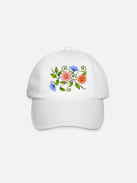 Blumen - Baseballkappe - Weiß/Weiß