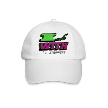 retired electricity electrician gift jokes lineman - Baseballkappe - Weiß/Weiß - Vorne
