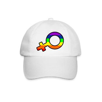 Gender Frau Logo mit Regenbogen - Baseballkappe - Weiß/Weiß - Vorne