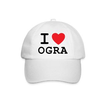 I Love OGRA - Ich liebe Ober-Grafendorf - Baseballkappe - Weiß/Weiß - Vorne