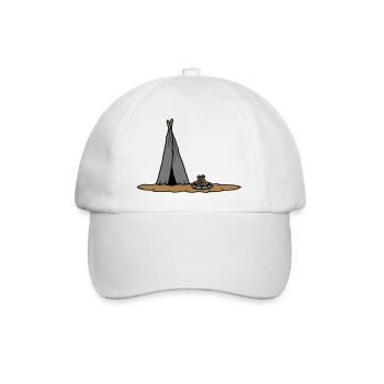 Lagerfeuer primitives Zelt Design - Baseballkappe - Weiß/Weiß - Vorne