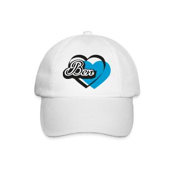 Name Ben Herz - Baseballkappe - Weiß/Weiß - Vorne