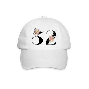 Blumen zum 52. Jahrestag (Geschenk von 52 Jahren) - Baseballkappe - Weiß/Weiß - Vorne