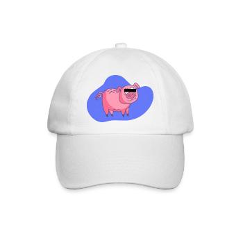 Cartoon Schwein - Baseballkappe - Weiß/Weiß - Vorne