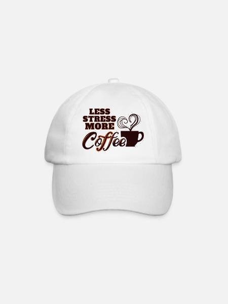 Less Stress More Coffee - Baseballkappe - Weiß/Weiß