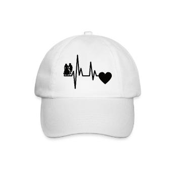 Rennbob Herzschlag Bob Puls Rodeln EKG Wintersport - Baseballkappe - Weiß/Weiß - Vorne