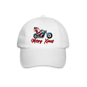Santa Motorrad – Xmas Ride - Baseballkappe - Weiß/Weiß - Vorne