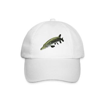 Hecht Illustration – Realistisches Raubfisch Desig - Baseballkappe - Weiß/Weiß - Vorne
