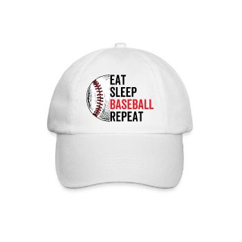 Essen Schlaf Baseball Wiederholung - Baseballkappe - Weiß/Weiß - Vorne