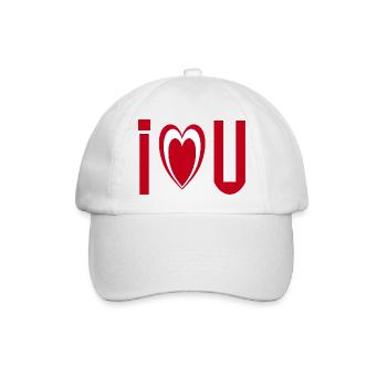 I Love You Herz Schriftzug - Baseballkappe - Weiß/Weiß - Vorne