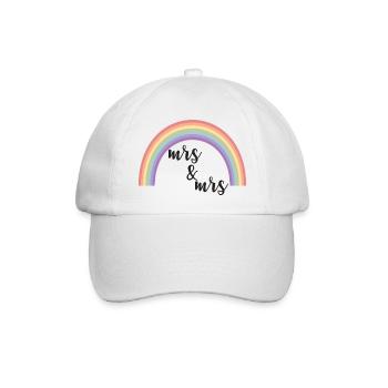 Regenbogenstreifen Mrs und Mrs - Baseballkappe - Weiß/Weiß - Vorne