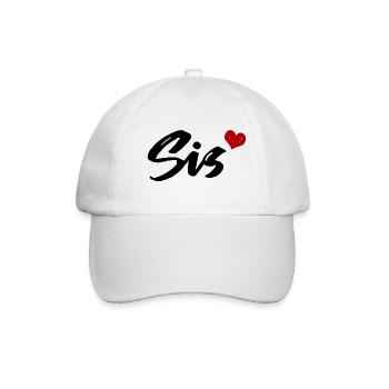 Sis Schwester Herz Geschwister Sister - Baseballkappe - Weiß/Weiß - Vorne