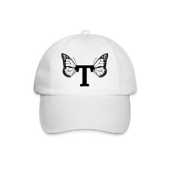 Buchstabe T Schmetterling - Baseballkappe - Weiß/Weiß - Vorne
