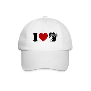 I Love Pommes Frites French Fries Lover - Baseballkappe - Weiß/Weiß - Vorne
