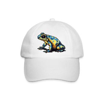 Farbenfroher Retro Pixel Pfeilgiftfrosch in 8 Bit - Baseballkappe - Weiß/Weiß - Vorne