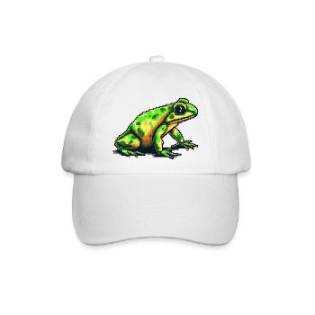 Pfeilgiftfrosch in 8 Bit retro Pixelgrafik - Baseballkappe - Weiß/Weiß - Vorne